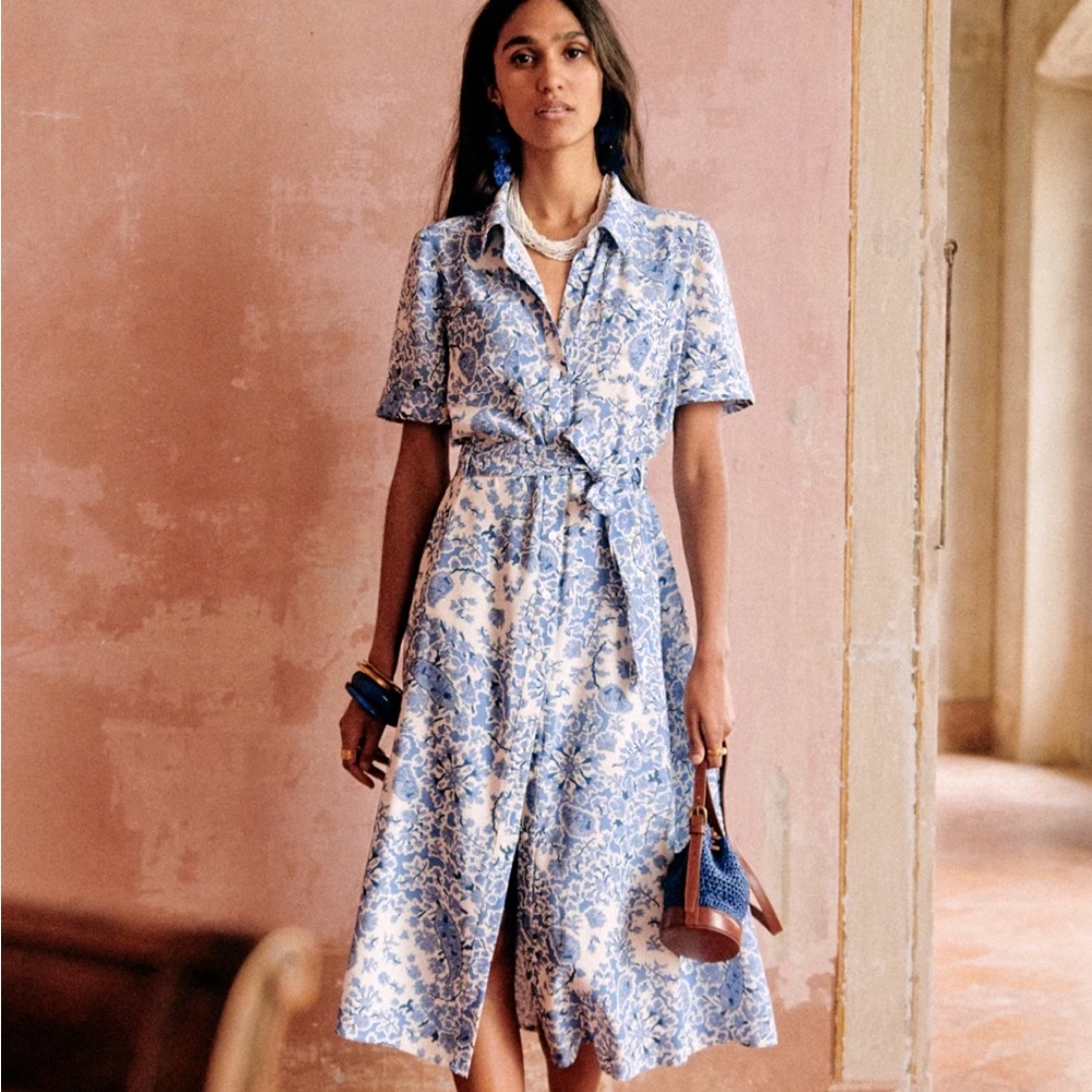 Sézane NWT Adèle Dress in Alcazar Blue Size 46/US 14
